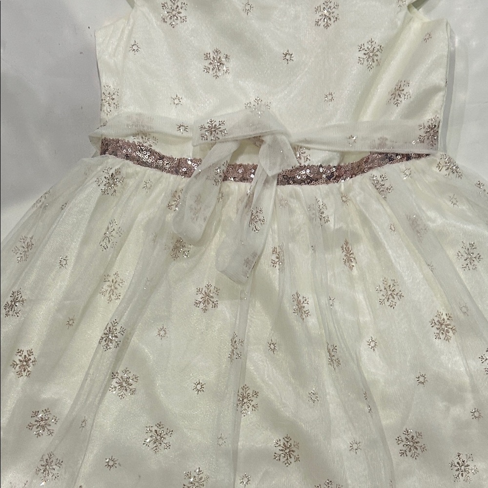 Jona Michelle Ivory Dress with Gold Snowflake Accents - Picture 9 of 10
